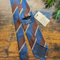 Drake's Brown, Yellow and Blue Striped Handmade Silk Tie With Tag