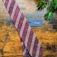 Drake's Burgundy and White Striped Handmade Tussah Silk Tie With Tag