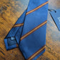 Drake's Blue, Brown and Yellow Striped Handmade Silk Tie With Tag