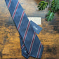 Drake's Navy, Burgundy and White Striped Handmade Silk Tie With Tag