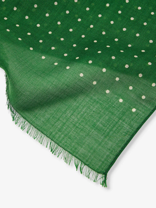 Drake‘s Green Polka Dot Tubular Wool-silk Blend Scarf