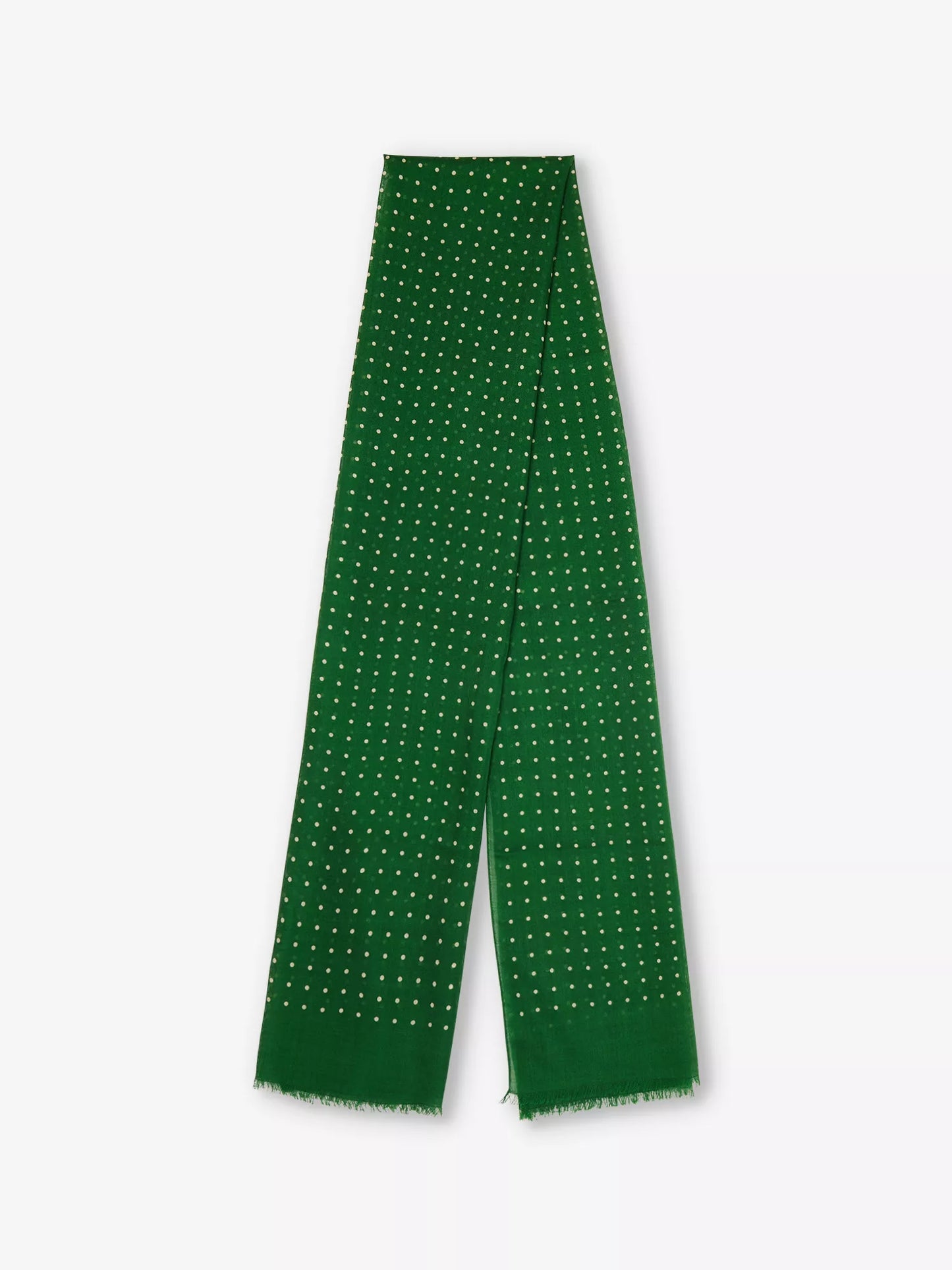 Drake‘s Green Polka Dot Tubular Wool-silk Blend Scarf
