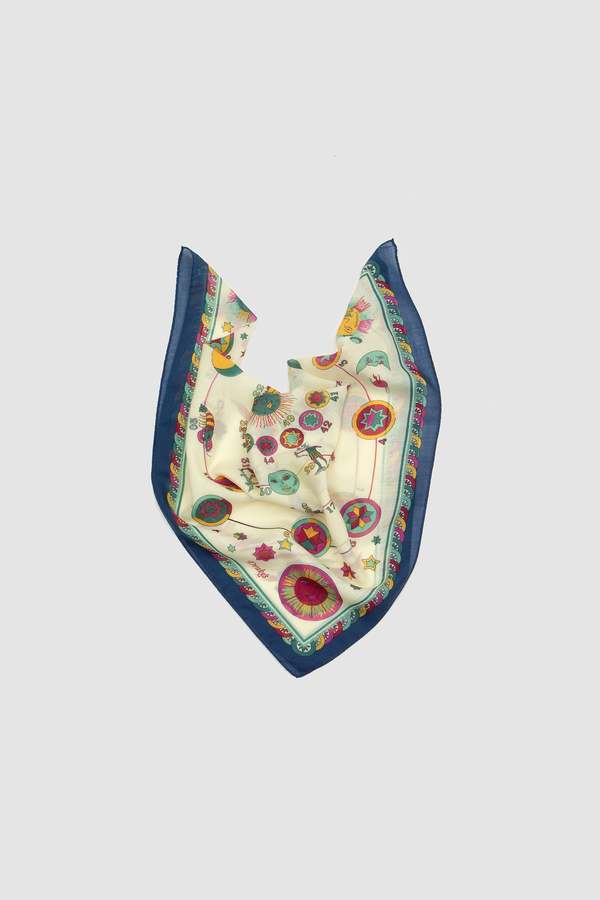 [Minor flaws] Drake's Zodiac Print Wool-Silk Bandana