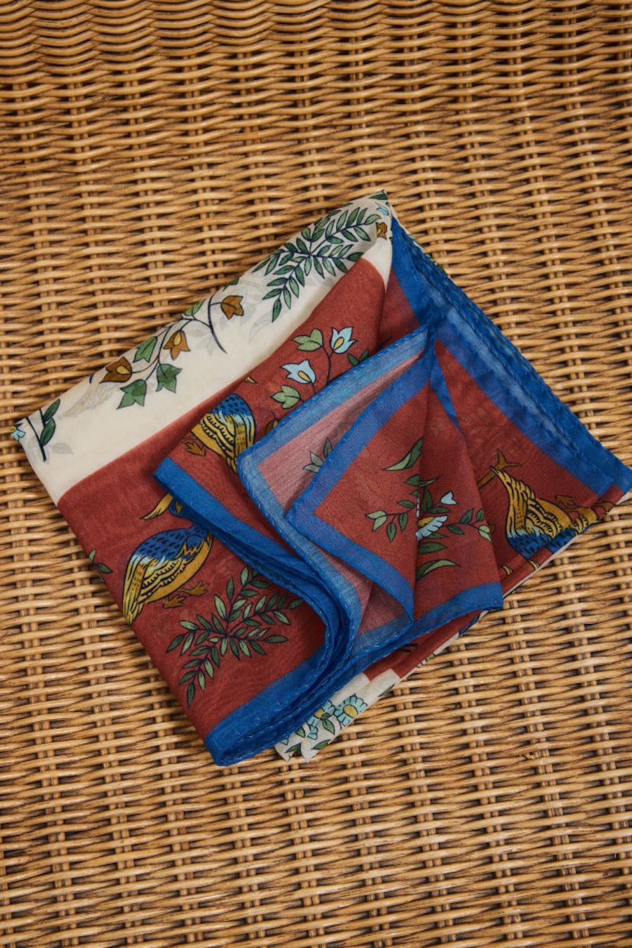 Birds Of Paradise Print Wool-Silk Bandana Limited Edition
