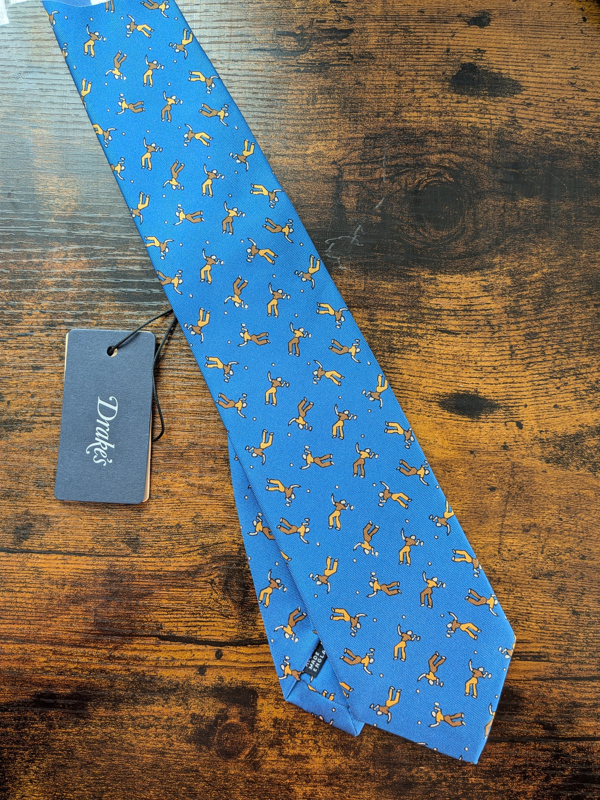 Drake's badminton motif handmade tipped silk tie product image