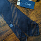 Drake's black brown handmade striped silk tie detail view 2