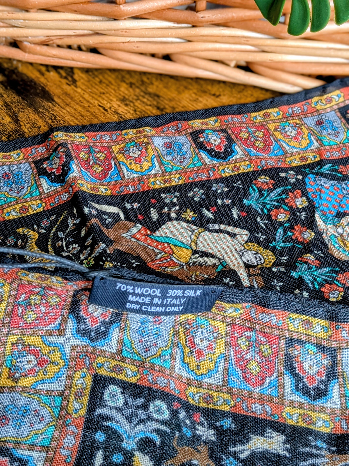 Drake's Black Mughal Print Wool-Silk Pocket Square - image 5