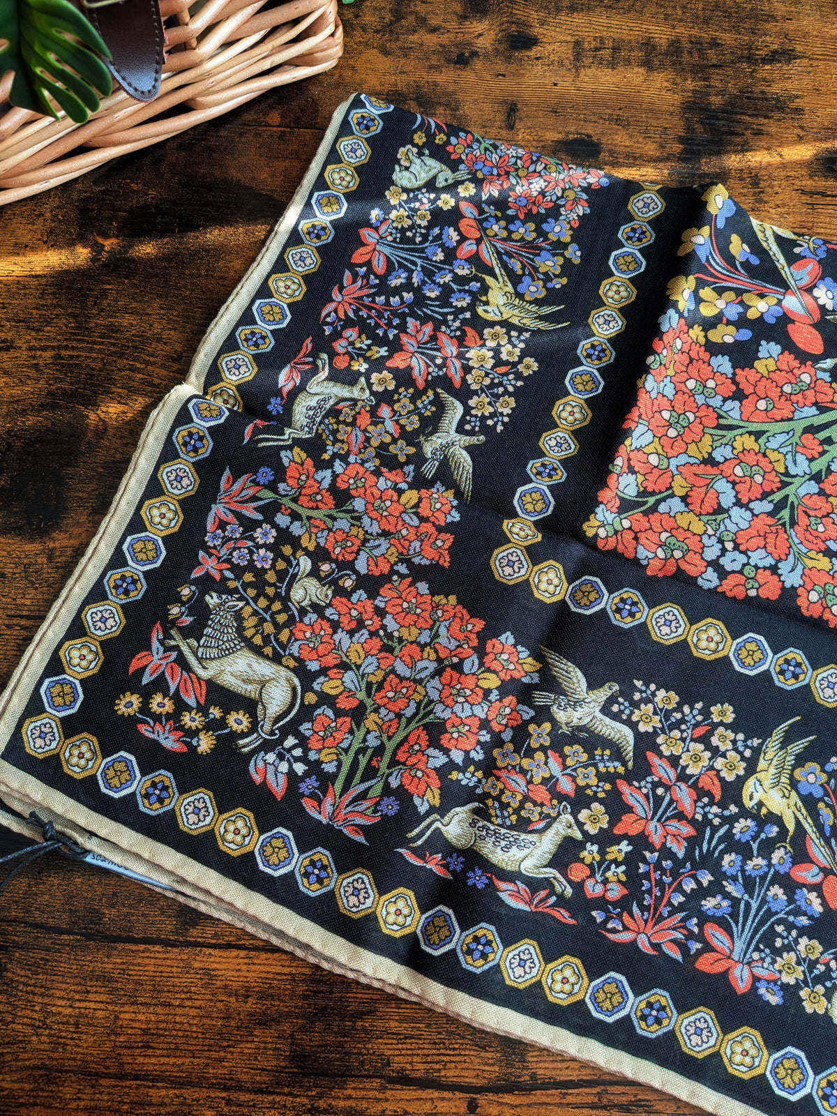 Drake's Black Mythical Forest Print Wool-Silk Bandana - image 3
