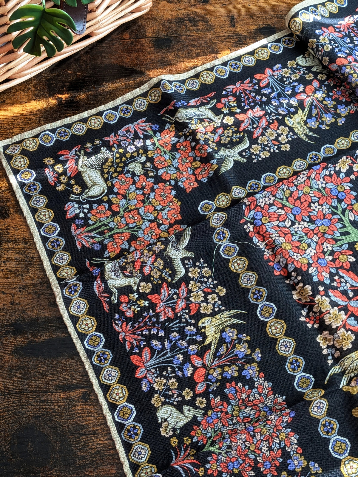 Drake's Black Mythical Forest Print Wool-Silk Bandana - image 4