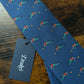 Drake's blue curling motif handmade tipped silk tie detail view 3
