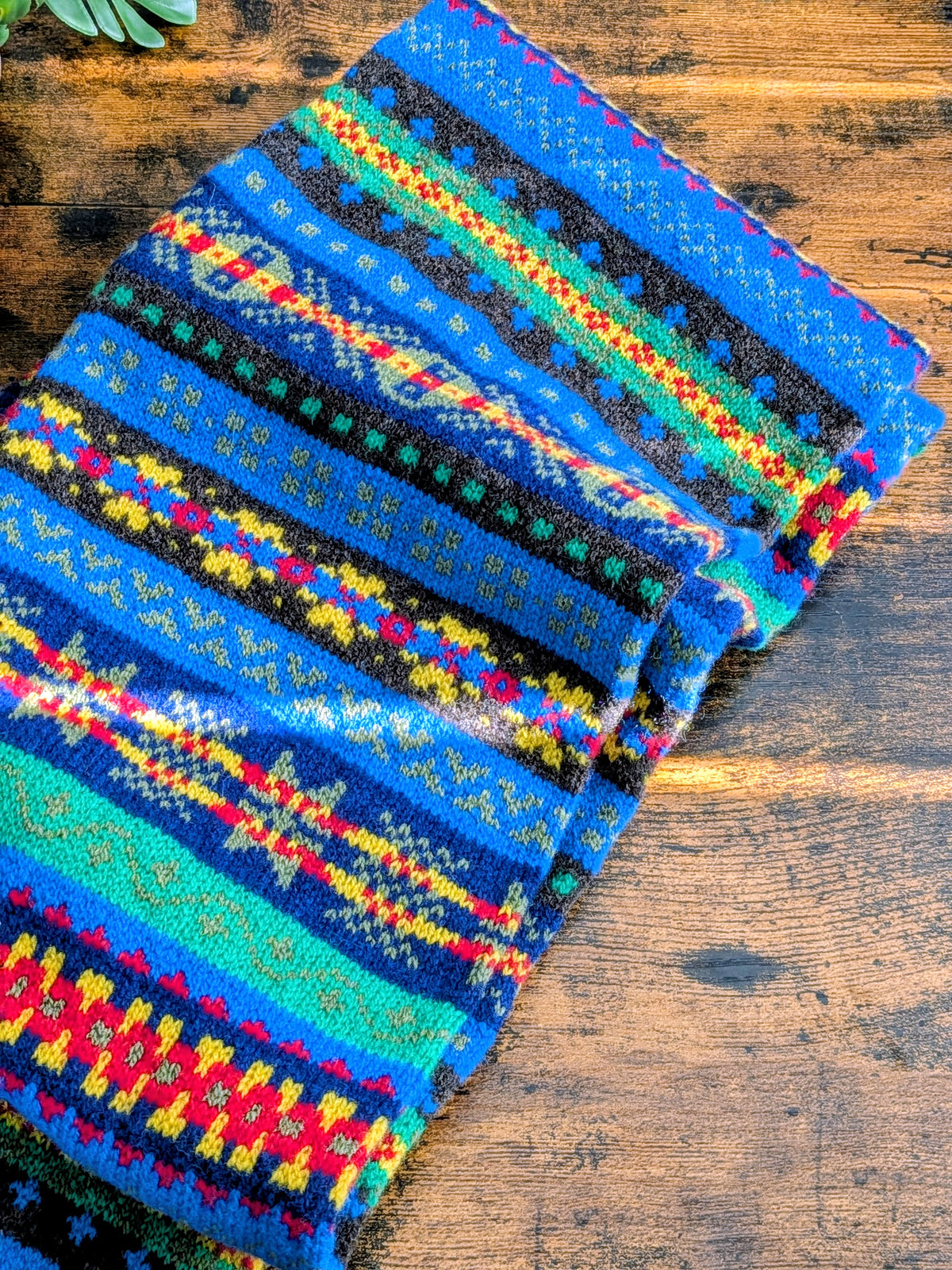 Drake's Blue Fair Isle Lambswool Scarf - image 4