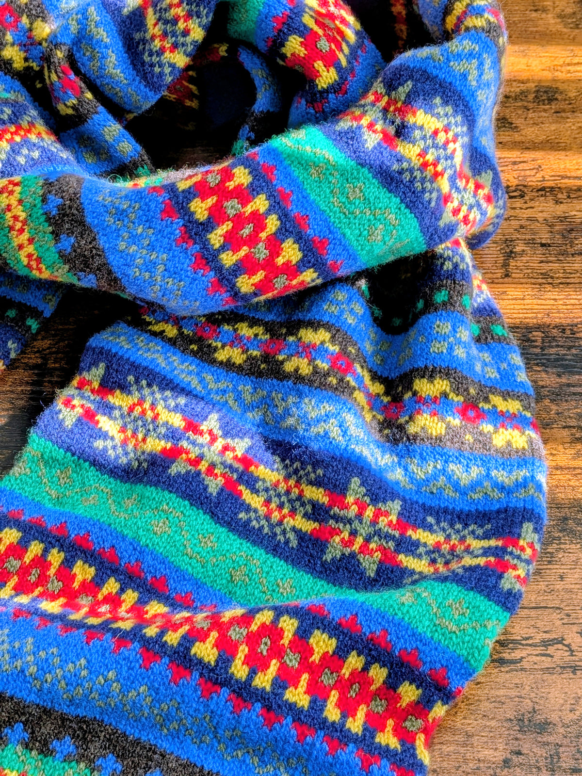 Drake's Blue Fair Isle Lambswool Scarf - image 5