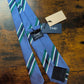 Drake's blue green block striped handmade silk tie detail view 2