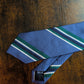 Drake's blue green block striped handmade silk tie detail view 3