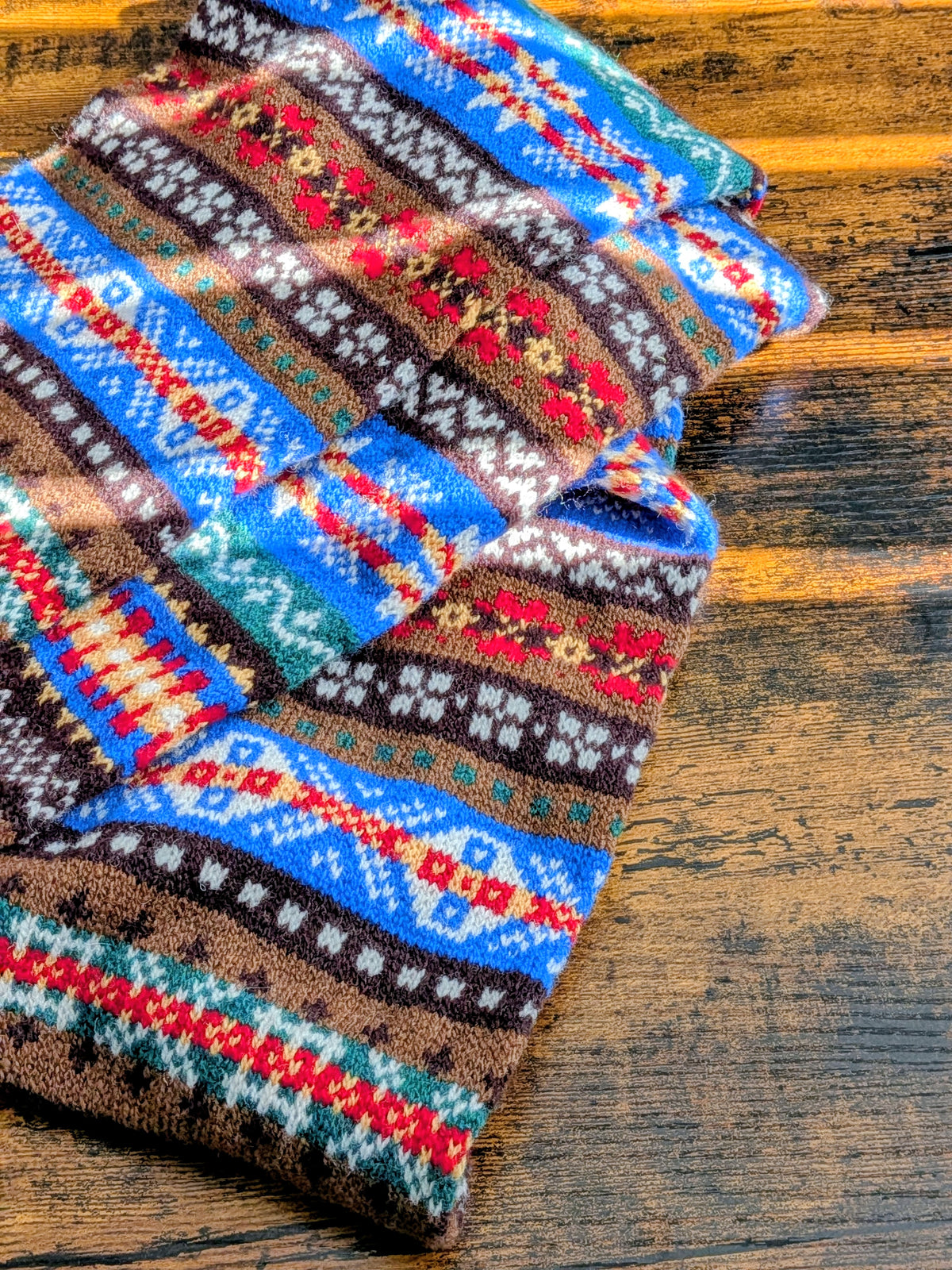 Drake's Blue Multicoloured Fair Isle Lambswool Scarf - image 3