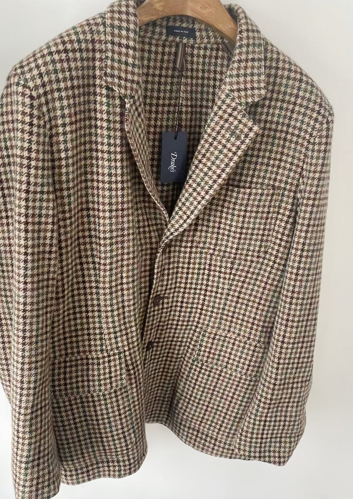 Drake's Brown and Green Houndstooth Check Tweed Games Blazer Mk. VII - image 1