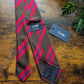 Drake's brown and red striped handmade silk tie detail view 2