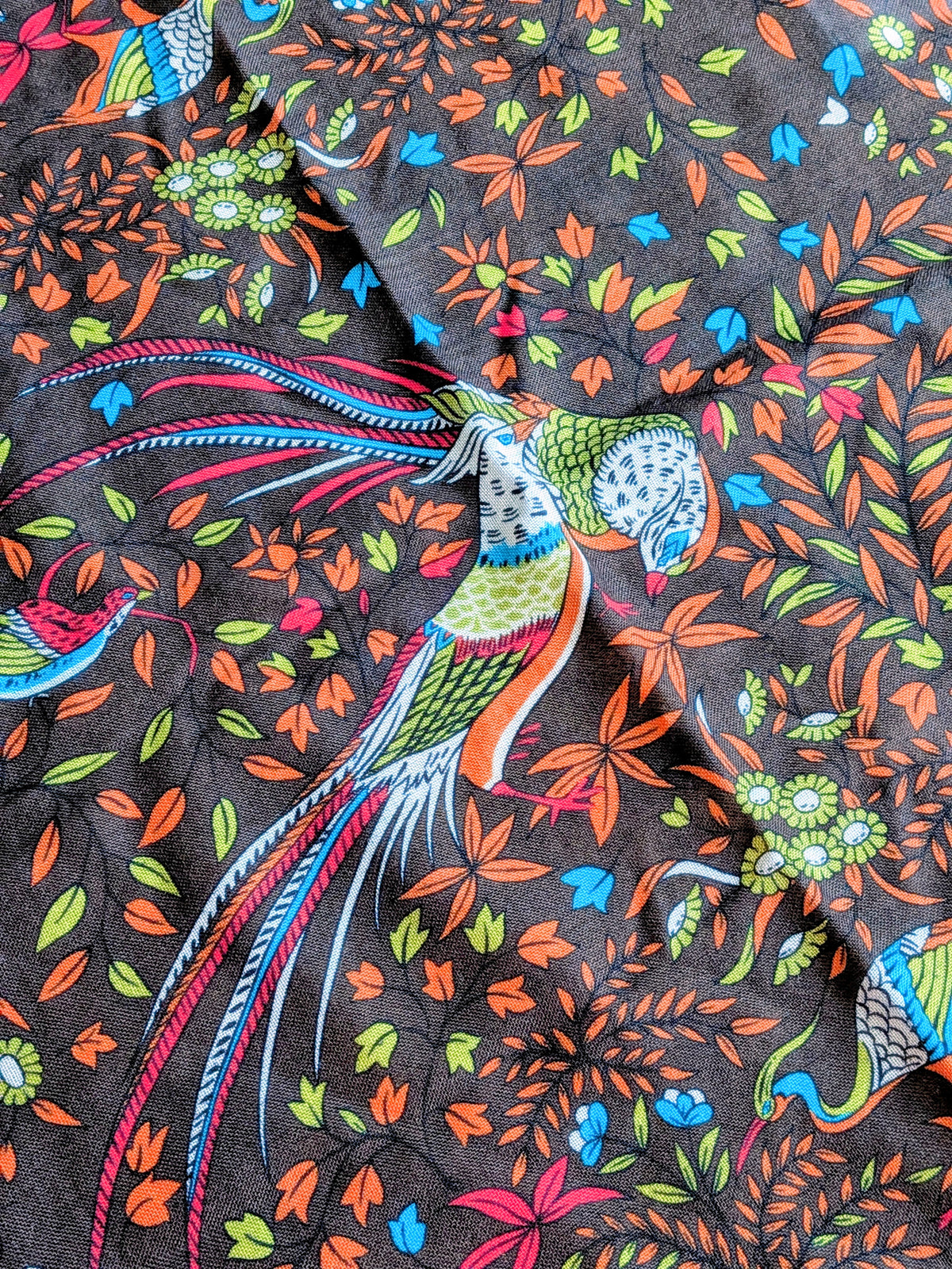 Drake's Brown Birds of Paradise Print Wool-Silk Pocket Square - image 3