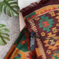 Drake's brown kilim print wool-silk scarf detail view 3