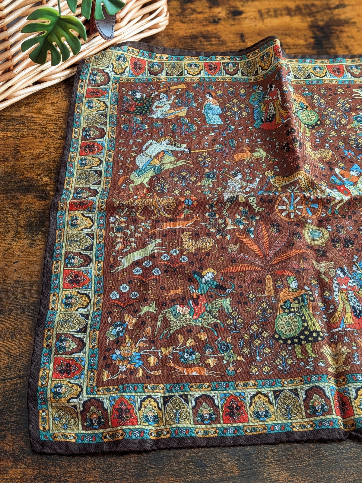 Drake's Brown Mughal Print Wool-Silk Pocket Square - image 3
