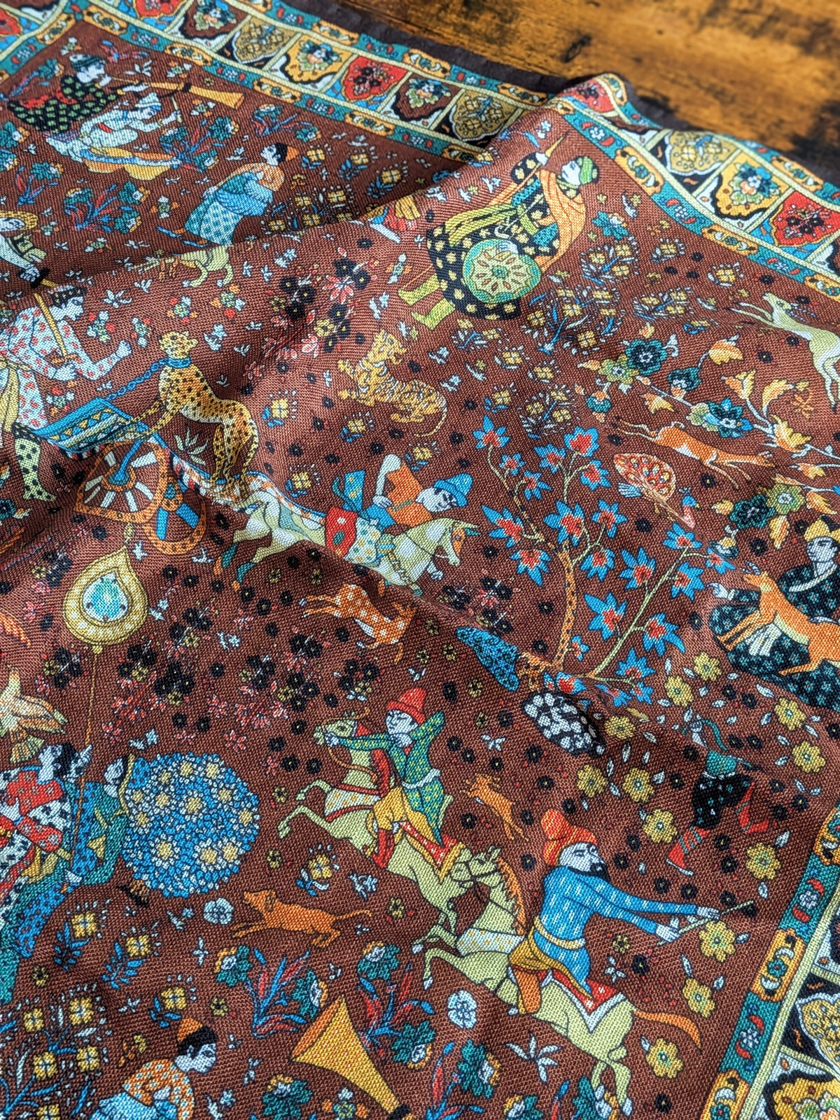Drake's Brown Mughal Print Wool-Silk Pocket Square - image 5