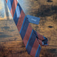 Drake's brown navy blue multicoloured striped handmade silk tie product image