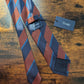 Drake's brown navy blue multicoloured striped handmade silk tie detail view 2