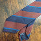 Drake's brown navy blue multicoloured striped handmade silk tie detail view 3