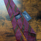 Drake's brown red blue handmade striped silk tie detail view 3