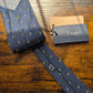 Drake's cocktail blue motif handmade silk tie detail view 2