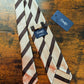 Drake's cream brown block striped handmade silk tie detail view 3