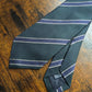 Drake's dark green royal blue striped handmade silk tie detail view 3