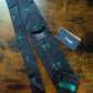 Drake's dark navy parachute motif handmade tipped silk tie detail view 2