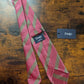 Drake's dusty rose taupe block striped handmade silk tie detail view 2