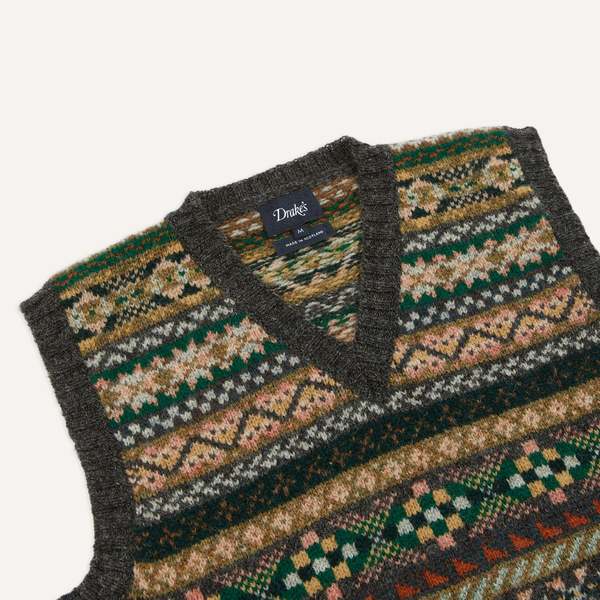 Drake's fair isle vest size medium detail view 3