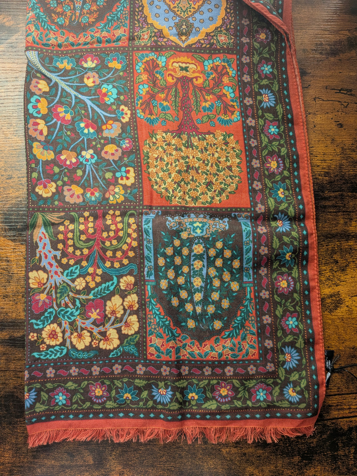 Drake's floral wool silk print scarf detail view 7