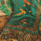 Drake's Green Birds of Paradise Print Tubular Silk Tasselled Scarf - image 1