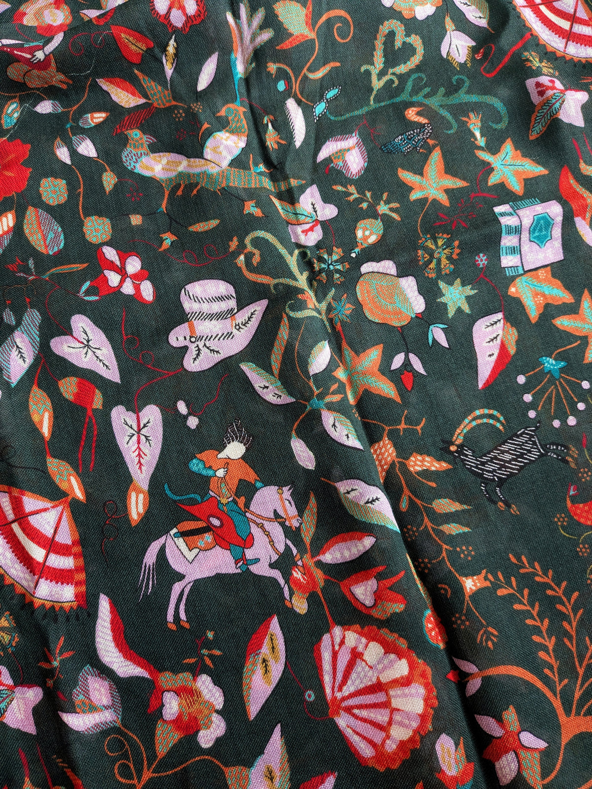 Drake's Green Classic Mughal Print Wool Silk Scarf - image 6