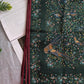 Drake's green floral birds of paradise print wool-silk scarf detail view 2
