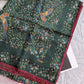 Drake's green floral birds of paradise print wool-silk scarf detail view 3