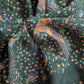 Drake's green floral birds of paradise print wool-silk scarf detail view 4