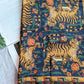 Drake's green navy jumbo tiger print wool silk scarf detail view 2