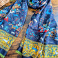 Drake's Green Navy Mughal Fringed Printed Wool and Silk-Blend Scarf - image 1