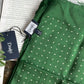 Drake's green polka dot tubular wool-silk blend scarf detail view 2