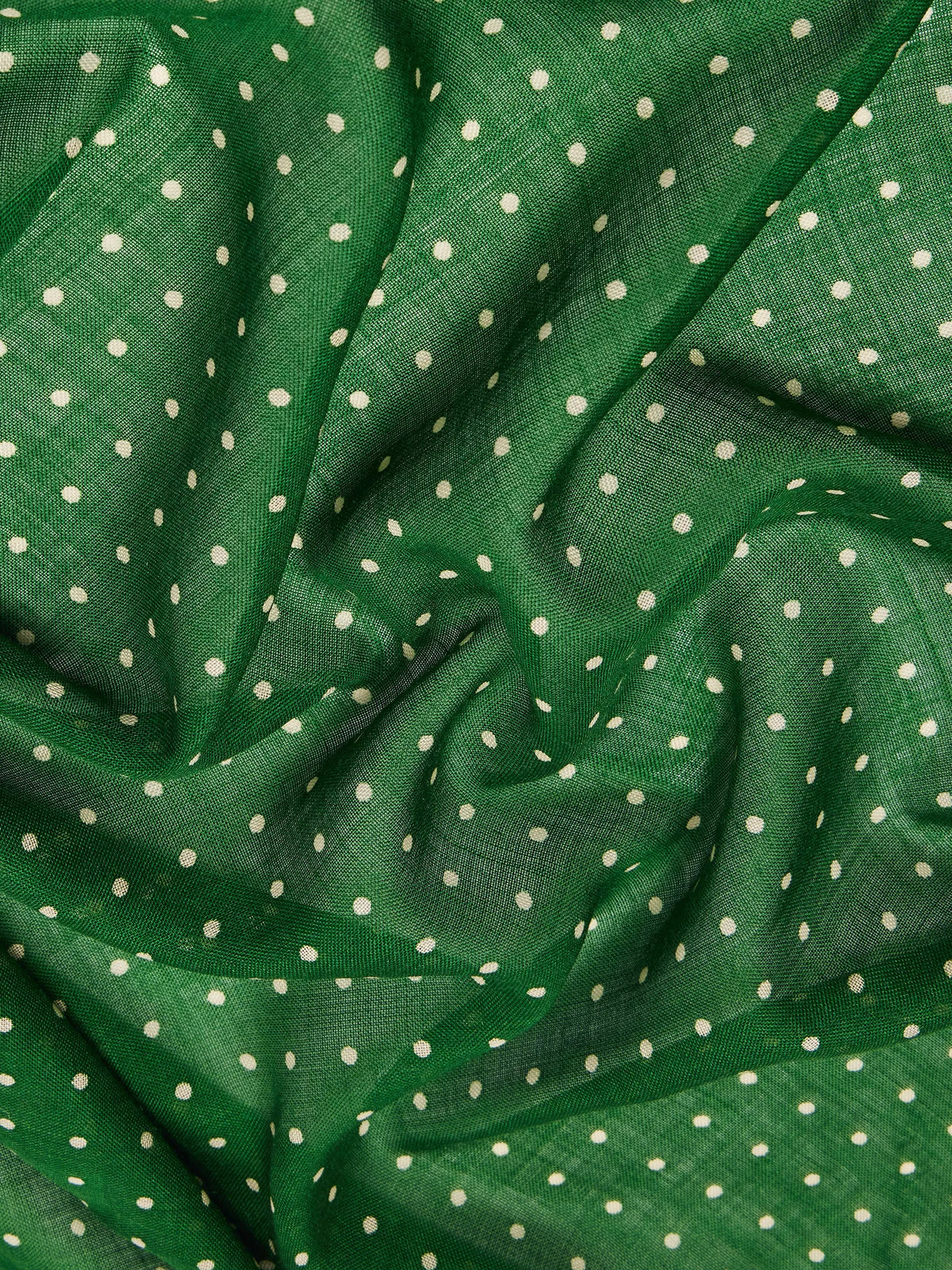 Drake's green polka dot tubular wool-silk blend scarf detail view 3