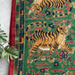 Drake's green red jumbo tiger print wool silk scarf detail view 4