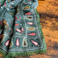 Drake's Green Rustic Elephant Print Wool-Silk Scarf - image 6