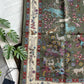 Drake's green summer mughal print wool silk scarf detail view 5
