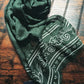 Drake's green summer print wool silk scarf detail view 2