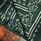 Drake's green summer print wool silk scarf detail view 4